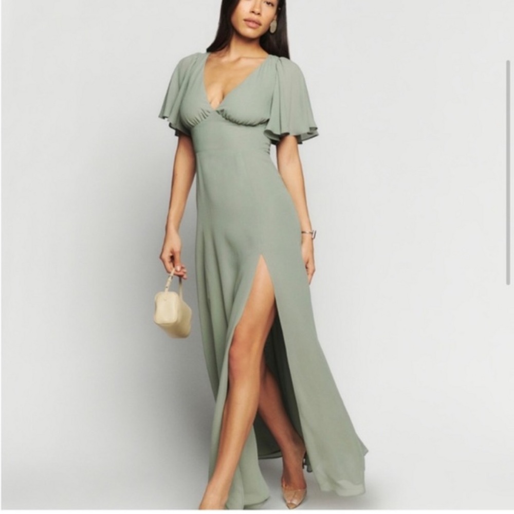 Reformation maxi dress Shayla sage Olive green semi formal gown women’s size 10